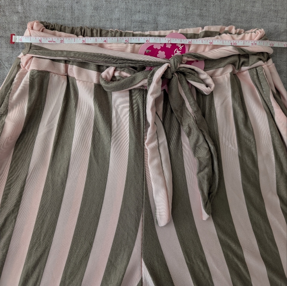 Striped Pink and Green Wide-Leg Pants - Picture 2 of 4